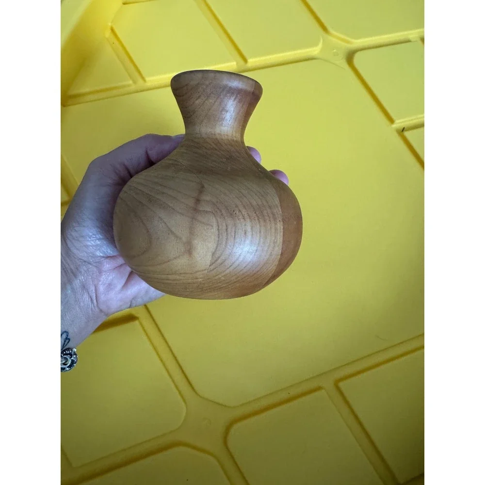 Vintage Hand Turned Wood Bud Vase Signed H Guss 1989 Studio Art Woodworking